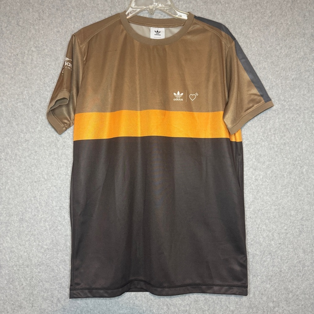 Adidas‎ x Human Made Brown Stripe Graphic T-Shirt Size Small